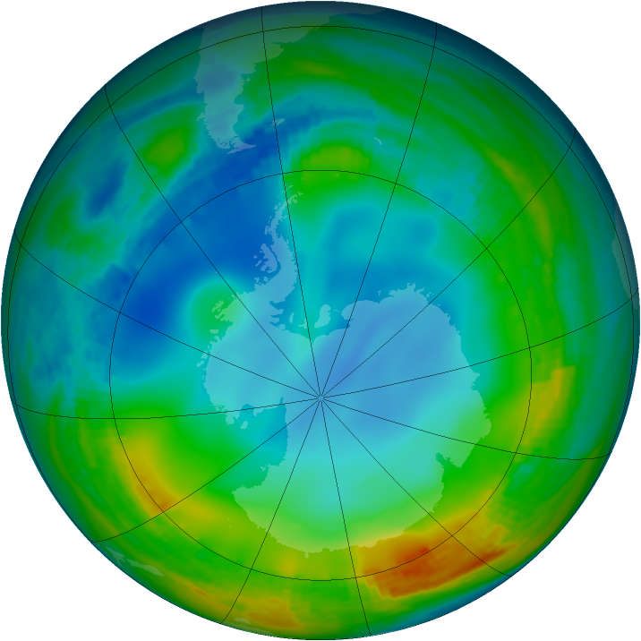 Antarctic ozone map for 20 June 2001